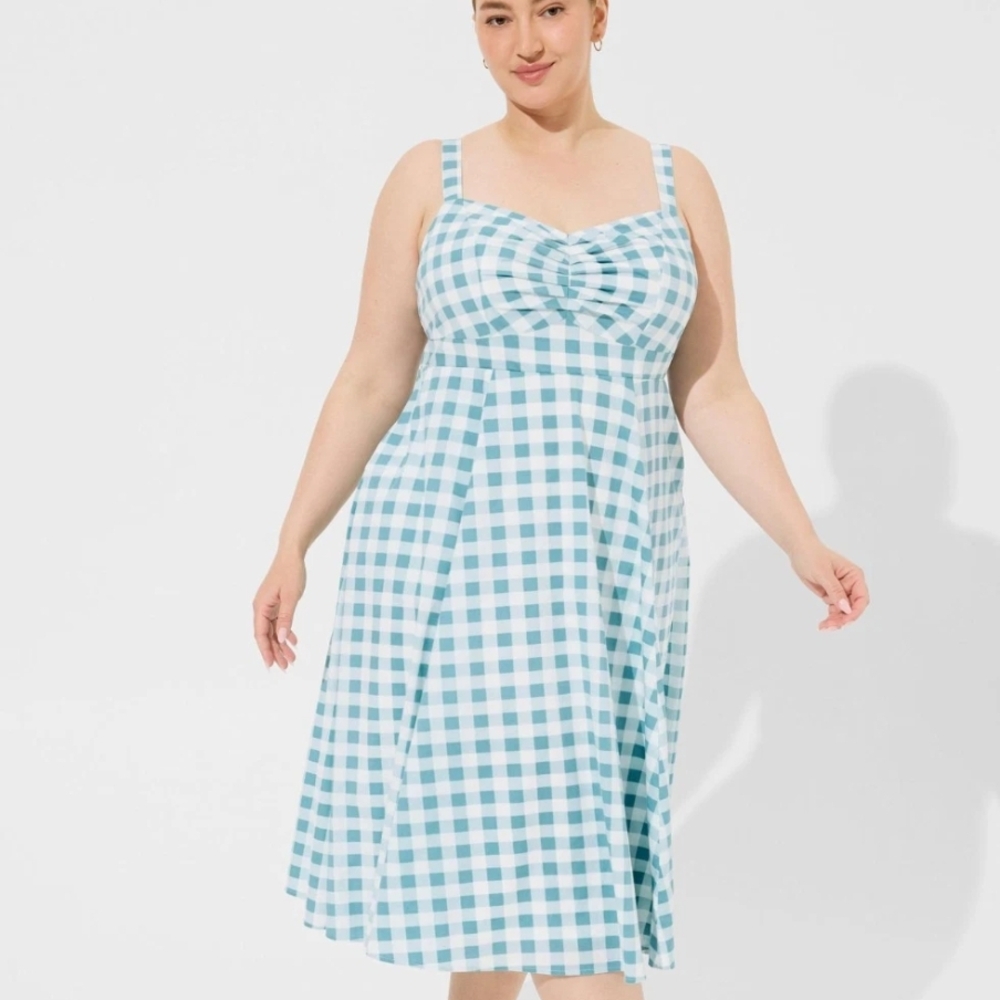 Torrid Blue and White Gingham Swim Coverup